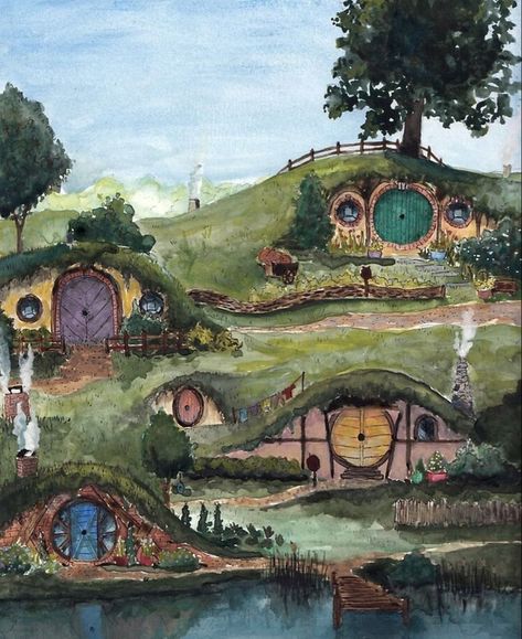 Tolkien in 2022 | Painting, Artwork, Art The Shire Art, Fantasy Doodles, Hobbit Houses, Tolkien Hobbit, Bag End, Hobbit Door, Casa Hobbit, Concerning Hobbits, Hobbit Art