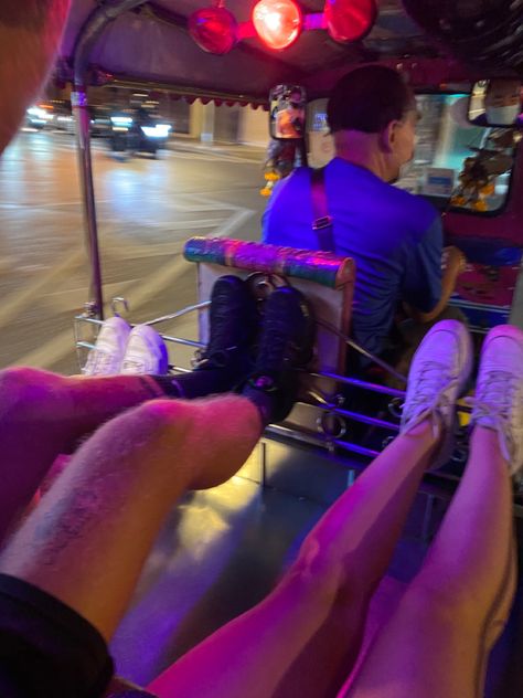 evening tuktuk ride in bangkok, thailand Thailand Nightlife, Thailand Fashion, Thailand Vacation, Friend Vacation, Bangkok City, Thailand Photos, Vacation Aesthetic, Bangkok Travel, Girls Vacation