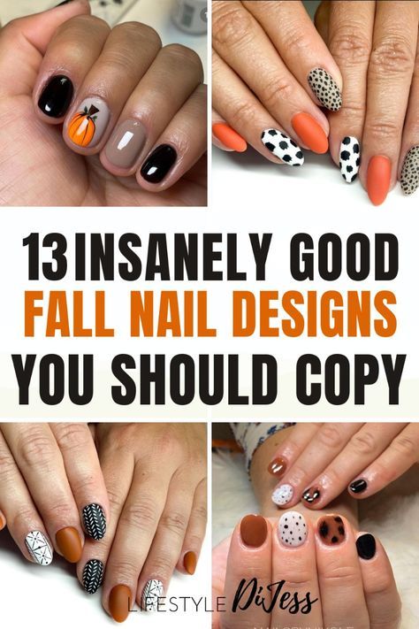 Summer To Fall Transition Nail Designs, Easy Fall Nails Simple Short, Cool Fall Nail Designs, Summer Transition To Fall Nails, Fall Basic Nails, Early Fall Nails Designs, Cute Easy Fall Nails, Fall Inspiration Nails, Kids Fall Nails