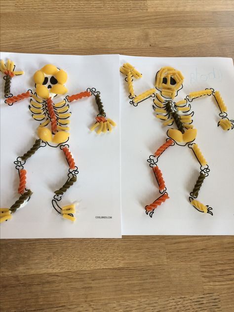 Pasta skeletons for Halloween Skeletons For Halloween, Fish Skeleton, Skeleton Bones, Skeleton, Bones, Projects To Try, Pasta, Fish, Disney Characters