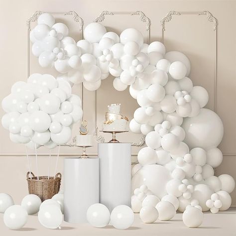 Amazon.com: 140pcs Balloon Arch Kit, White Balloons of Different Sizes Pack of 18 12 10 5 Inch Party Balloon Kit for Birthday Party or Balloon Arch as Graduation Wedding Baby Shower Anniversary Party Decorations : Everything Else February Baby Shower Themes, February Baby Showers, Happy Birthday Bear, Holiday Balloons, Anniversary Party Decorations, Balloon Kit, Garland Arch, White Balloons, Arch Kit