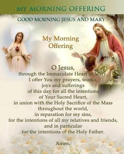 My Morning Offering ~ Good Morning Jesus and Mary ~ Good Morning Jesus, Morning Offering, Evening Prayers, Catholic Prayers Daily, Christian Poems, Jesus And Mary, Everyday Prayers, Miracle Prayer, Special Prayers