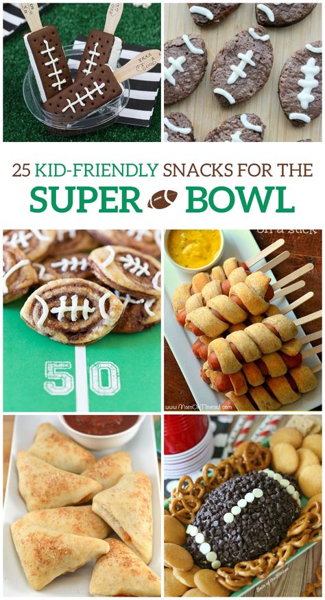 Tons of delicious Super Bowl snacks your kids will love! Best Superbowl Snacks, Football Themed Snacks, Football Shaped Foods, Football Tailgate Food, Superbowl Party Ideas, Football Recipes, Football Foods, Super Bowl Ideas, Game Day Foods