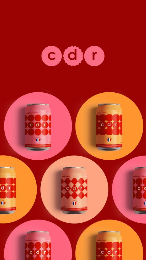 Raspberry Illustration Design, Rtd Packaging Design, Circle Packaging Design, Cider Packaging Design, Drinks Graphic Design, Apple Packaging Design, Graphic Design Circle, Cider Branding, Circle Packaging