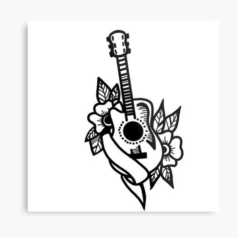 Guitar Patchwork Tattoo, Country American Traditional Tattoo, Guitar Tattoo Designs Men, American Traditional Guitar Tattoo, Traditional Guitar Tattoo, Traditional Tattoo Music, Skeleton With Guitar, Guitar Tattoo Ideas, Tattoo Guitar