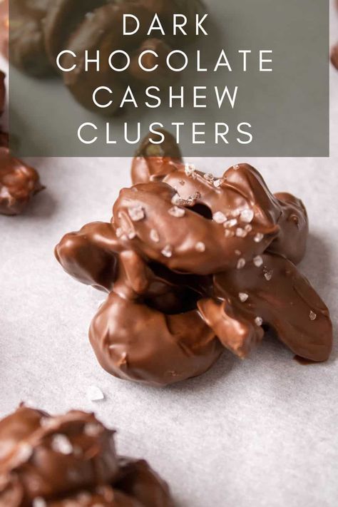 Chocolate Covered Cashews (clusters) Chocolate Covered Pecans Recipe, Chocolate Covered Cashews, Cashew Clusters, Gluten Free Desserts Thanksgiving, Holiday Charcuterie Board, Chocolate Covered Pecans, Holiday Charcuterie, Cashew Recipes, Dark Chocolate Recipes