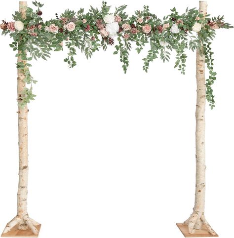 Ling's Moment 6.5ft Backdrop Floral Garland with Hanging Vines for Wedding Arch Ceremony and Reception Backdrop Floral Arrangement Decor | Dusty Rose Mauve Wedding Arch Ceremony, Flower Garland Backdrop, Sweetheart Table Backdrop, Backdrop Floral, Rose Arbor, Reception Backdrop, Wedding Arch Flowers, Arch Flowers, Hanging Vines