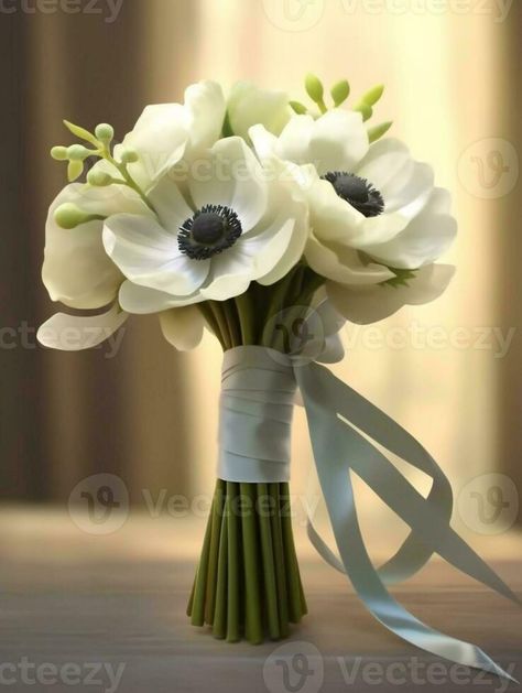 White Anemone Flower Bouquet, Anemone Flower Bouquet Ranunculus, White Anemone Bouquet With Greenery, Anemone Bride Bouquet, Anemone Wedding Cake, Anemone Wedding Centerpiece, Anemone Bridesmaid Bouquet, Anemone Flower Bouquet, White Anemone Bouquet