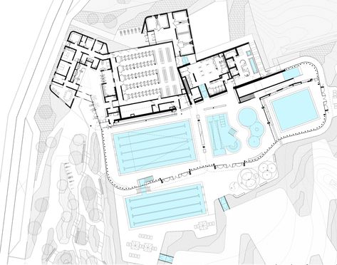 Swimming Pool Plan, Kindergarten Library, Building A Swimming Pool, Eco Buildings, Swimming Pool Architecture, Indoor Swimming Pool, Swimming Pool House, Learning Stations, Casas Coloniales