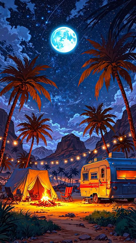 #Ai #wallpaper Summer Camp Island Wallpaper, Camping Wallpaper, Retro Graphic Design, Paper Background Design, Planets Wallpaper, New Background Images, Background Wallpaper For Photoshop, Island Art, Graphic Wallpaper