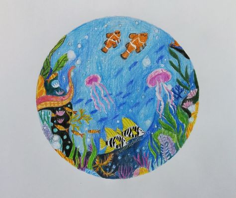 Ocean Day Drawing, Underwater World Drawing For Kids, Save Ocean Poster Drawing, Underwater Dreamland Drawing, Underwater Scenery Drawing, Sea World Drawing, Underwater Art Drawing, Underwater World Drawing, World Ocean Day Poster