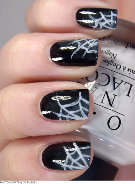 These 7 Creepy-Cute Halloween Manicures Put the ‘Happy’ in Halloween | Beautylish Halloween Manicure, Fingernail Designs, Spider Webs, Halloween Nail Designs, Get Nails, Nail Polish Designs, Halloween Nail Art, Creative Nails, Holiday Nails