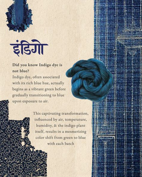 Today, India's indigo craftsmanship continues to thrive, blending ancient methods with contemporary applications. Artisans across the country preserve traditional techniques while embracing sustainable practices, ensuring the legacy of indigo dye remains integral to India's cultural heritage and textile industry. Indian Blue Aesthetic, Indian Graphic Design, Textile Design Portfolio, India Textiles, Fabric Dyeing Techniques, Creative School Project Ideas, Indian Illustration, Fashion Design Books, Indian Mandala