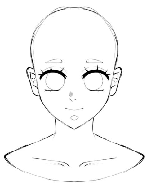 Front Facing Base, Demon Slayer Cute Drawing, Demon Slayer Face Reference, Demon Slayer Face Base, Kny Hair Base, Demon Slayer Art Style Base, Kny Art Style Tutorial, Base Body Drawing, Demon Slayer Oc Base With Hair