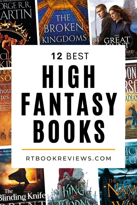 Are you a fan of high fantasy books? You'll want to tap here to see the 12 best high fantasy books ever written to find your next read! These fantasy books full of imaginary worlds, mythical creatures, and supernatural powers are the best for a reason! #bestbooks #highfantasybooks #bestfantasynovels Books With Male Protagonist, Best Fantasy Book Series, Best Fantasy Books To Read, High Fantasy Books, Best Fantasy Series, Best Fantasy Novels, Fantasy Fiction Books, Book Maps, Dark Fantasy Novels