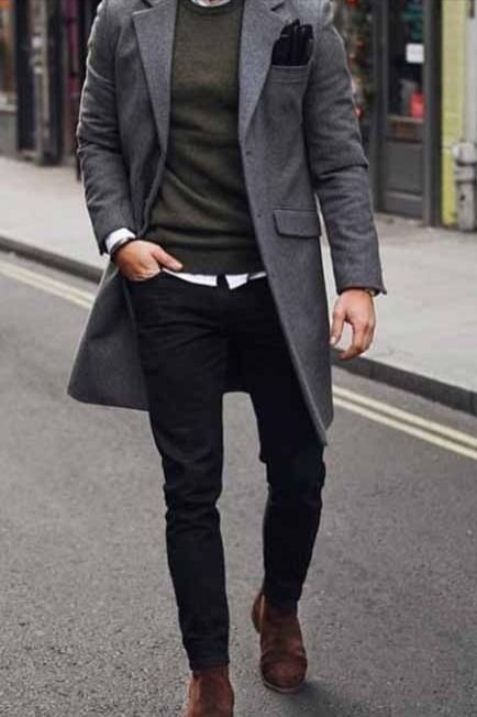 Vinter Mode Outfits, Mantel Outfit, Look Winter, Mens Work Outfits, Mens Winter Fashion Outfits, Mens Smart Casual Outfits, Smart Casual Menswear, Mens Business Casual Outfits, Gray Coat