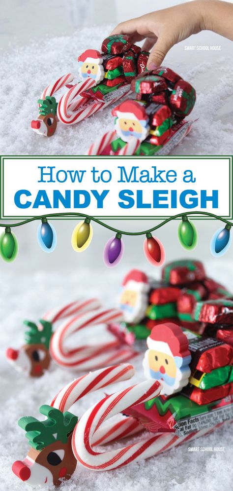 Christmas Candy Sleigh, Grammas Recipes, Sleigh Craft, Candy Sleighs, Christmas Breads, Christmas Candy Crafts, Candy Sleigh, Christmas Notebook, Cookie Factory