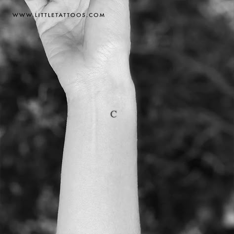 C Initial Tattoo Letter C, Letter C Initial Tattoo, Tiny C Tattoo, Small C Tattoo Letter, C Fonts Letters, The Letter C Tattoo, Mini Initial Tattoo, Small C Tattoo, C Letter Tattoo Design