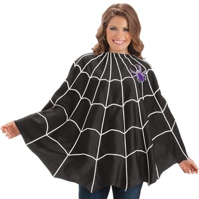 Spider Web Halloween Poncho Grandin Road Halloween, Poncho Diy, Halloween Block Party, Unique Halloween Decorations, Baby Kostüm, Katherine's Collection, Spooky Spiders, Halloween Headband, Halloween Spider Web