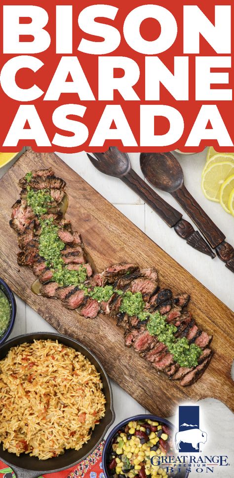 Bison Flank Steak Recipes, Bison Steak Recipes, Bison Meat Recipes, Bison Steak, Meal Plan Board, Argentinian Recipes, Venison Steaks, The Butchery, Carne Asada Recipe