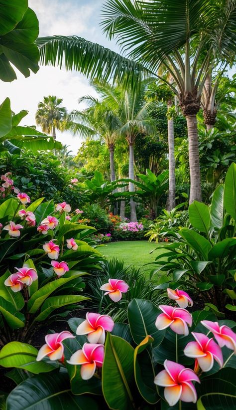 21 Innovative Tropical Landscaping Ideas for Shade Gardens Florida Landscaping Ideas, Tropical Landscaping Ideas, Tropical Landscape Design, Shade Gardens, Tropical Landscaping, Vibrant Flowers, Creative Lighting, Exotic Plants, Vibrant Flower