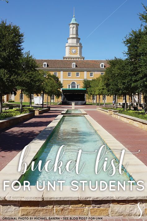 Bucket List for UNT Students Unt Dorm, Girl College Dorms, College Checklist, Sara Miller, College Packing, College Living, University Of North Texas, College Advice, Mean Green