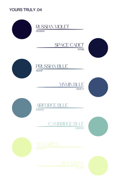 A Mesmerizing color palette featuring Russian Violet, Space Cadet, Prussian Blue, YinMin Blue, Airforce Blue, Cambridge Blue, and two shades of Tea Green. A truly unique and versatile palette for all of your creations. Discover inspiring color combinations! #ColorPalette #InteriorDesign #GraphicDesign #ColorPalette #InteriorDesignIdeas #GraphicDesignInspiration #ColorCombination #DesignInspo #CreativeProjects #HomeDecorIdeas #ColorInspiration Yinmin Blue, Prussian Blue Color Palette, Prussian Blue Wedding, Blue Color Combinations, Space Cadet, Blue Color Palette, Tea Green, Prussian Blue, Air Force Blue