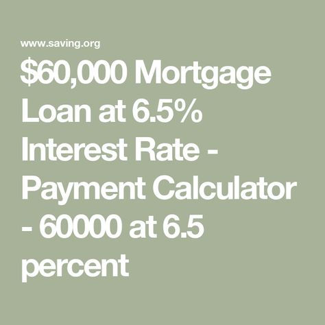 $60,000 Mortgage Loan at 6.5% Interest Rate - Payment Calculator - 60000 at 6.5 percent Amortization Schedule, Mortgage Loan, Interest Rate, Student Debt, Mortgage Calculator, Saving Goals, Saving For Retirement, Mortgage Loans, Tax Return