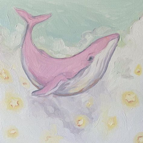 Most Beautiful Paintings, Pink Whale, Cute Paintings, Aesthetic Painting, Dreamy Art, Pastel Drawing, Cute Animal Drawings, Fantasy Artwork, الرسومات اللطيفة