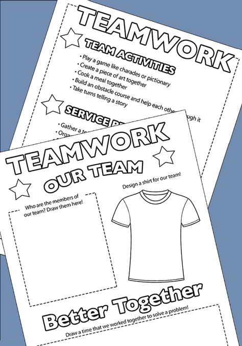 Teamwork Activities for Kids & Families | Free Printable | Sunny Day Family Teamwork Worksheets, Teamwork Activities For Kids, Free Family Printables, Teamwork Activities, Sports Activities For Kids, Leadership Activities, Team Activities, Graphic Studio, Barbara Hepworth