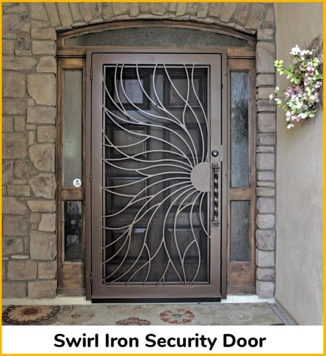 Security Gates Front Door, Iron Security Doors, Entry Door Designs, House Main Door, Security Screen Door, Iron Entry Doors, Grill Gate Design, Single Door Design, House Main Door Design