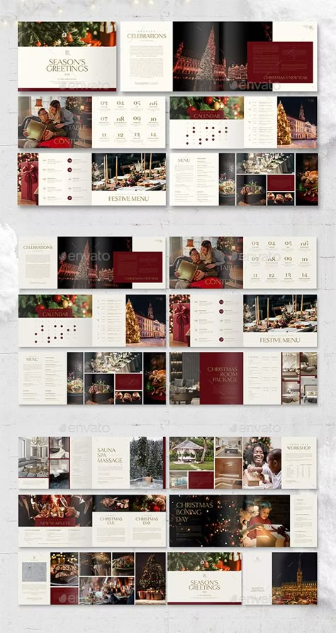 Christmas Powerpoint Template, Design Booklet, Set Design Photography, Christmas Brochure, Booklet Layout, Catalog Design Layout, Landscape Christmas, Event Brochure, Brochure Examples