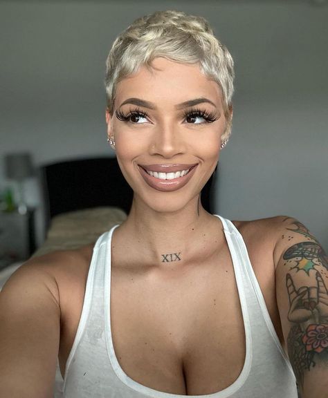 super pretty ash blonde pixie on @_gorgeousash 🤍 . . speaking of blonde; platinum pixie season is here… sign up for our FREE platinum… | Instagram Cute Short Pixie Haircut Black Women, Blonde Pixie Wig For Black Women, Blonde Pixie Brown Eyes, Short Pixie Blonde Hairstyles, Pixie Cut For 2024, Blonde Short Pixie Haircut, Ash Blonde Pixie Haircut Black Women, Pixie Platinum Blonde Hair, Teyana Taylor Pixie Haircut