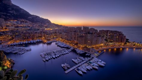 3840x2160 city 4k wallpaper for desktop hd Monaco, At Night, Boats, Water