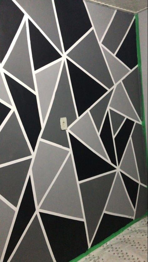 Super trending wall decor ideas Geometric Wall Paint Patterns Bedroom, Ideas Para Cuarto, Geometric Wall Paint Patterns, Pared Aesthetic, Wall Sticker Ideas, Geometric Wall Design, Trending Wall Decor, Smile Tips, Bedroom Paint Design