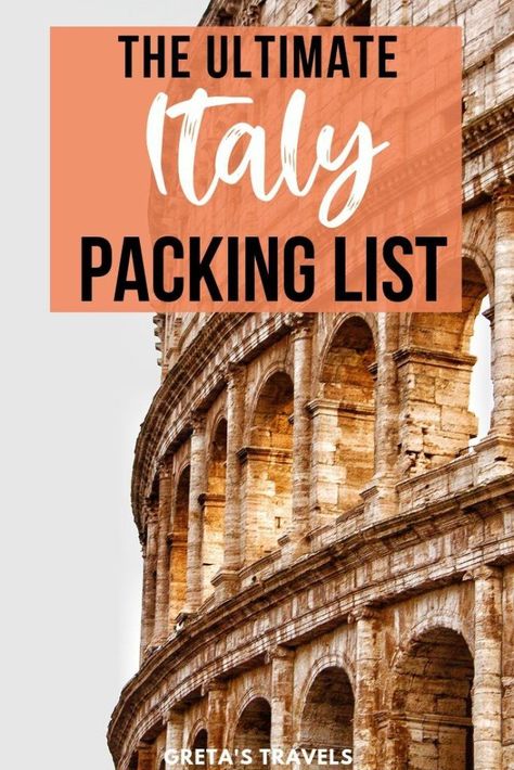 Heading to Italy soon and not sure what to pack? This Italy packing list covers all the essentials you need! From useful travel accessories to clothing recommendations, it covers everything you need to pack for a trip to Italy. #italy #italypackinglist #packinguide #italytravelguide #italytraveltips #traveltips What To Pack For Italy, Italy Packing List, What To Wear In Italy, Italy Packing, Travel Packing Lists, Pack For A Trip, Ultimate Packing List, 10 Essentials, Travel To Italy