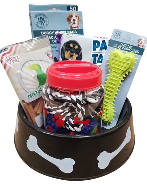 Puppy Gift Basket, Puppy Basket, Pet Gift Basket, Dog Gift Basket, Puppy Items, Tiger Party, Creative Gift Baskets, Gift Baskets For Him, Pet Parade