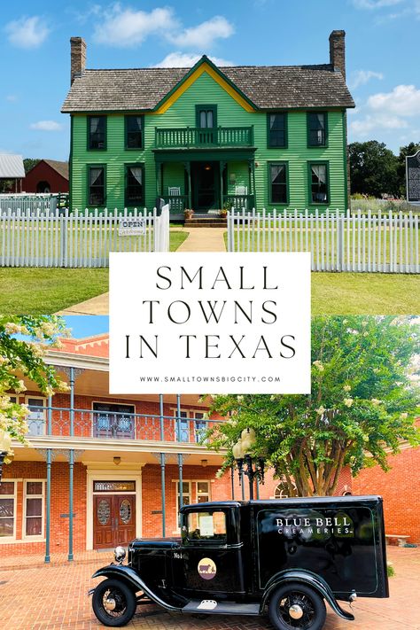 Make the most of your next getaway and explore the stunning small towns in Texas! From the charming cafes to historical sites and more, discover why these locations are some of the best Texas has to offer. Start planning your trip today - click to learn more about Texas small towns! Texas Small Towns, Small Town Texas, Texas Road Trips, Texas Travel Weekend Getaways, Historical Travel, Things To Do In Texas, Dinosaur Valley State Park, Travel Places To Visit, Explore Texas