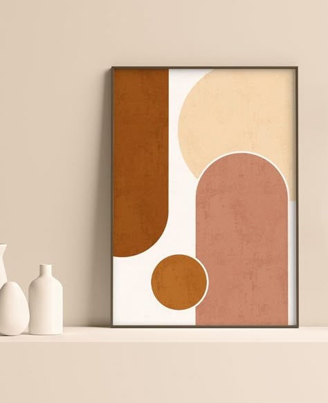 Abstract Simple Art, 3 Piece Wall Art Diy, Abstract Painting Geometric, Brown Paintings, Abstract Geometric Painting, Boho Art Painting, Abstract Art Printable, Art Abstract Modern, Abstract Motif