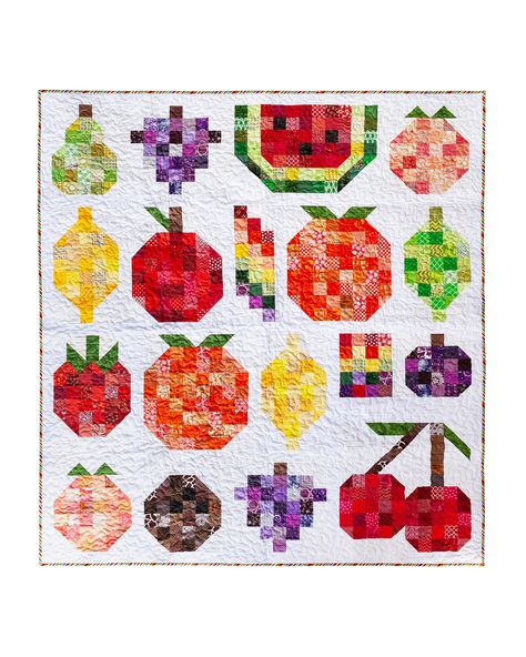 Fruit Salad by Katie Mae Quilts Fruit Quilt Blocks Free Pattern, Fruit Quilt Pattern, Fruit Quilt Blocks, Fruit Quilt, Pixel Quilt, Pixel Quilting, Button Tree, Quilt Book, Quilt Block Patterns Free