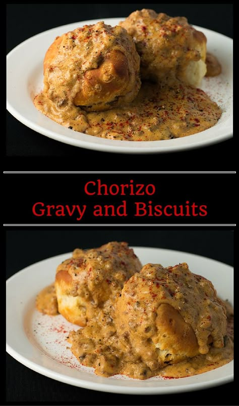 Chorizo Gravy, Gravy And Biscuits, Pepper Gravy, Chorizo Recipes, Chorizo Sausage, Sausage Gravy, Southern Comfort, Gravy Recipes, Breakfast Brunch Recipes