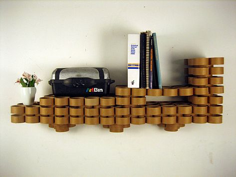 Creative Cardboard Furniture Ideas Cardboard Tube Crafts, Carton Diy, Cardboard Recycling, Paper Furniture, Cardboard Sculpture, Wall Shelves Design, Cardboard Art, Diy Cardboard Furniture, Cardboard Tubes