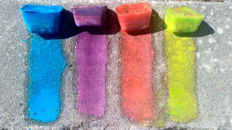 Sensory Sidewalk, Ice Chalk, Sidewalk Chalk Paint, Sidewalk Paint, Food Activities, Diy Chalk, Sidewalk Art, At Home Diy, Liquid Watercolor