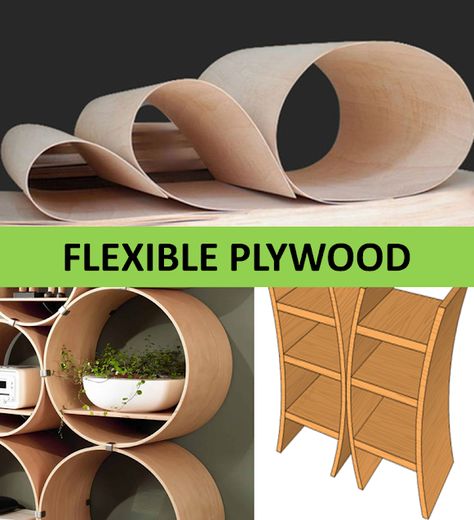 Flexible plywood Flexible plywood is a special type of plywood that can be easily bent without breaking into pieces. This can be very useful for creating any type of furniture that should have curved surfaces.   It is known by several alternative names in different countries. Here are some examples.   1. Bendy ply 2. Hatters ply 3. Bender wood 4. Wiggle board 5. Flexi ply   STANDARD SIZES AND THICKNESS OF FLEXIBLE PLYWOOD:   The most common Sizes India - 8' x 4' (2440 x 1220 Bend Plywood Diy, Bendable Plywood, Bent Lamination, Bending Plywood, Flexible Plywood, Plywood Art, Types Of Plywood, Flexible Wood, Plywood Projects