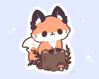 GummyBunnii (by Emma) - Etsy Cute Fox Drawing, Arte Do Kawaii, Fox Drawing, Söt Katt, Cute Cat Drawing, Cute Kawaii Animals, Cute Animal Drawings Kawaii, Stickers Cute, Cute Doodles Drawings