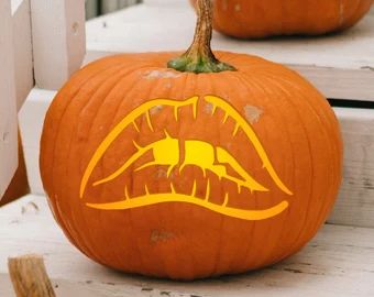 Rocky Horror Picture Show Lips, Awesome Pumpkin Carvings, Pumpkin Carving Pattern, Printable Pumpkin Stencils, Pumpkin Carving Designs, Porch Pumpkins, Pumpkin Template, Pumpkin Carving Patterns, The Rocky Horror Picture Show