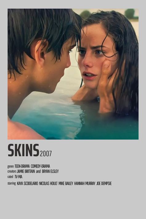 Romantic Tv Shows, Serials To Watch, Minimalist Tv Show Posters, Skins Tv Show, Tv Shows Posters, Skins Show, Skins Serie, Skins Poster, Romantic Movies To Watch