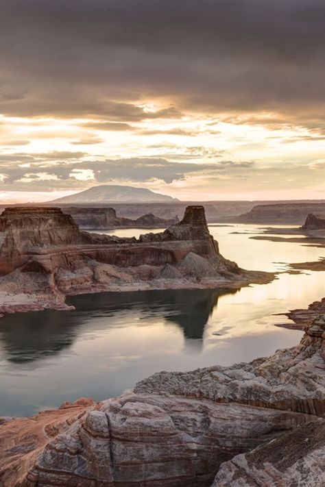 Lake Powell, on the Utah-Arizona border, is a man-made lake from the Glen Canyon Dam. Known for its clear waters and red cliffs, it became popular after the dam's 1956 construction. Enjoy a houseboat trip to explore canyons and visit Rainbow Bridge National Monument. Check our website to learn more- utahguide.com/lakes_and_rivers/lake-powell #lakepowell #glencanyon #rainbowbridge #nationalmonument #nationalparks Glen Canyon Dam, Glen Canyon, Lake Powell, Houseboat, Monument, Bridge, Lake, Rainbow