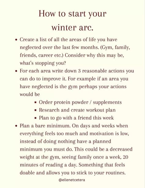 Winter Fitness Motivation, Winter Arc Rules Women, Winter Arc Quote, Winter Arc Checklist, Winter Arc Motivation Women, Winter Arc Motivation Aesthetic, Winter Arc Goals, Winter Arc Plan, Winter Arc Aesthetics