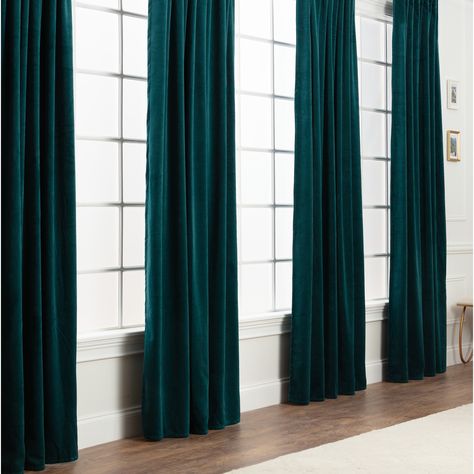 Chanasya Velvet Blackout Window Curtain Panel Pair (Set of 2) - Bed Bath & Beyond - 34844017 Emerald Curtains, Heading Design, Teal Curtains, Chenille Curtains, Velvet Room, Unique Curtains, Curtain Headings, Simple Curtains, Privacy Window